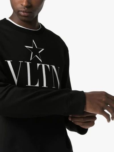 Shop Valentino Vltnstar Logo-print Cotton-blend Sweatshirt In Black