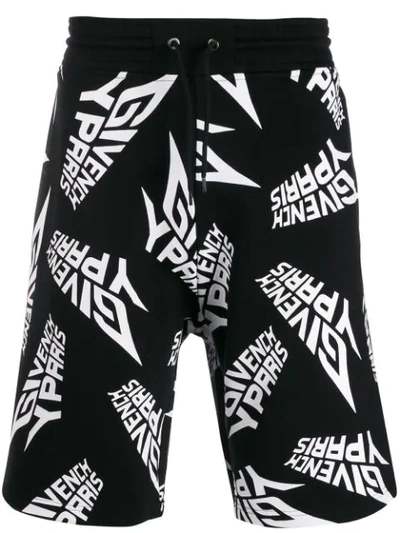 GIVENCHY LOGO PRINT TRACK SHORTS - 黑色