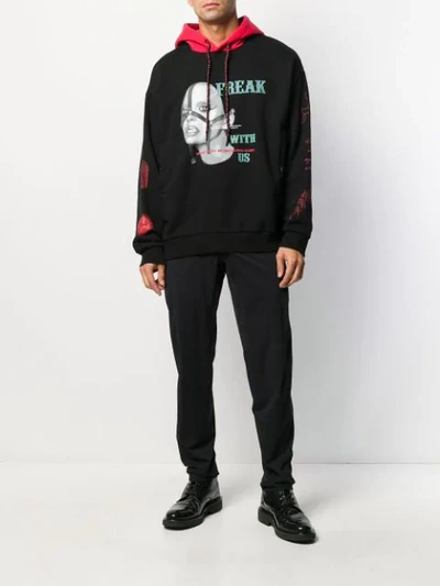 Shop Marcelo Burlon County Of Milan Freak Printed Hoodie In Black