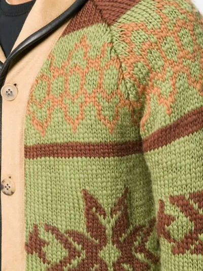 Shop Golden Goose Intarsia Knit Cardigan In Green