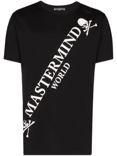 Shop Mastermind Japan Slanted Logo Print T-shirt In Black