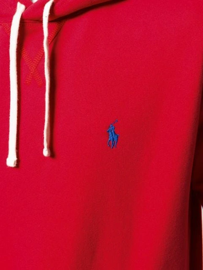 Shop Polo Ralph Lauren Embroidered Logo Hoodie In Red