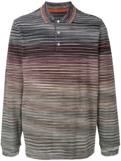 Shop Missoni Striped Colour Block Polo Shirt In Black