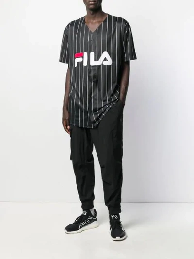 Shop Fila Dawn Baseball Striped Shirt In Black