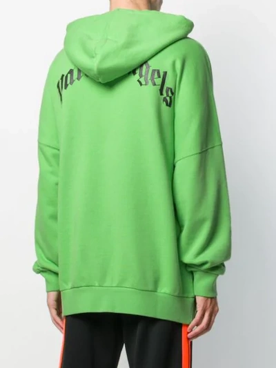 Shop Palm Angels Sensitive Content Logo Oversized Hoodie In Green