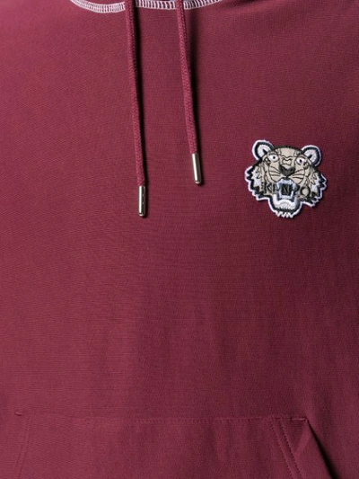 Shop Kenzo Tiger Embroidered Logo Hooded Sweater In Red