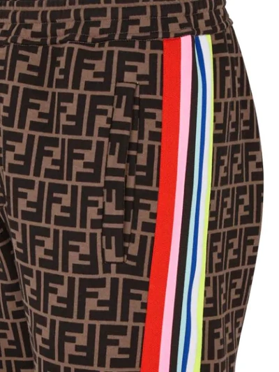 Shop Fendi Ff Monogram Track Pants In Brown