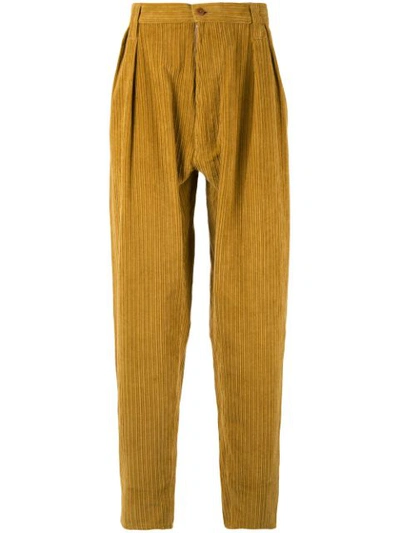 Shop E. Tautz Ribbed Tapered Trousers In Yellow