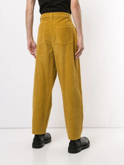 Shop E. Tautz Ribbed Tapered Trousers In Yellow