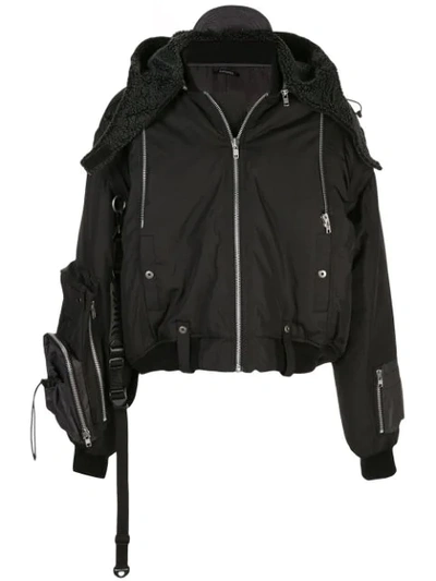 Shop Blackmerle Convertible Bomber Jacket In Black
