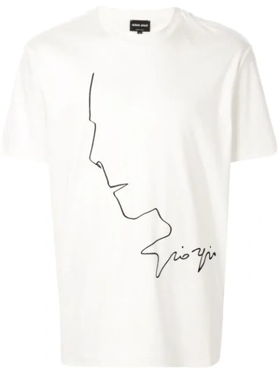 Shop Giorgio Armani Signature Logo T-shirt In White