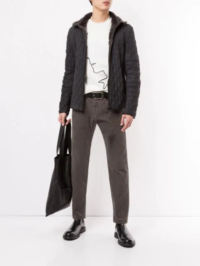Shop Giorgio Armani Fur Collar Jacket In Grey