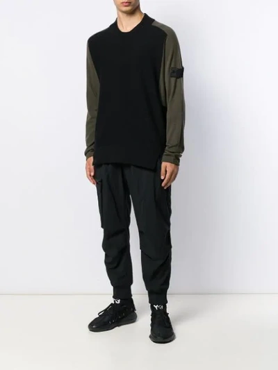 Shop Stone Island Shadow Project Colour-block Jumper In Black