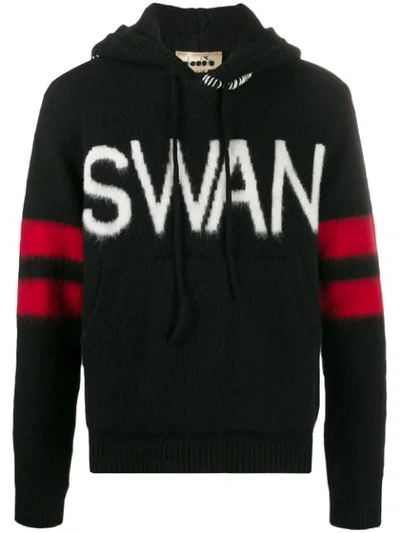 Shop Diadora X Paura Swan Stitch-detail Hoodie In Black
