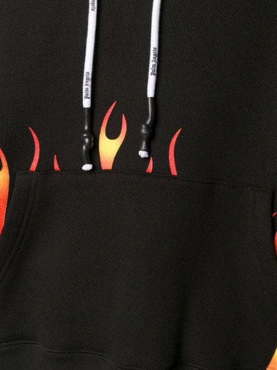 Shop Palm Angels Fire Print Hoodie In Black