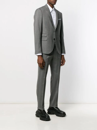 Shop Neil Barrett Plaid Two-piece Suit In Grey