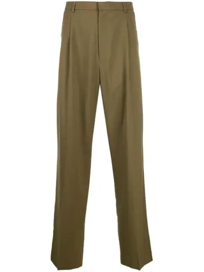 Shop Cmmn Swdn Double-pleat Trousers In Green