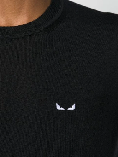 Shop Fendi Eyes Embroided Sweatshirt In Black