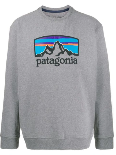 Shop Patagonia Logo Print Jumper In Grey