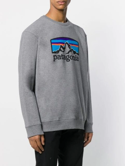 Shop Patagonia Logo Print Jumper In Grey