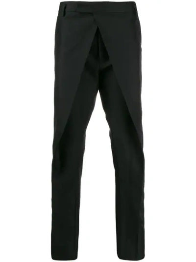 Shop Les Hommes Tailored Front-bib Trousers In Black