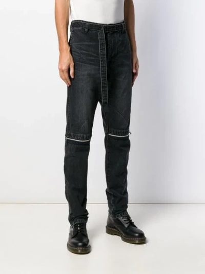 Shop Sacai Zip-detail Belted Jeans In Black