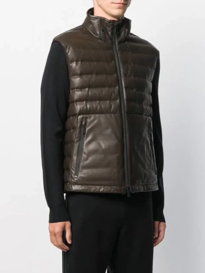 Shop Ermenegildo Zegna X Maserati Padded Leather Gilet In Brown