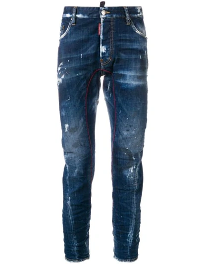 Shop Dsquared2 Tidy Biker Distressed Jeans In Blue