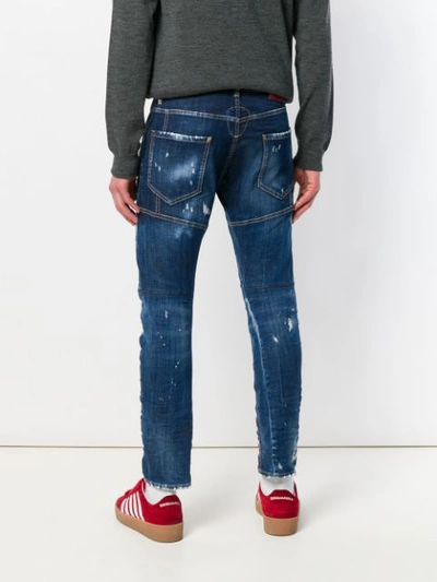 Shop Dsquared2 Tidy Biker Distressed Jeans In Blue