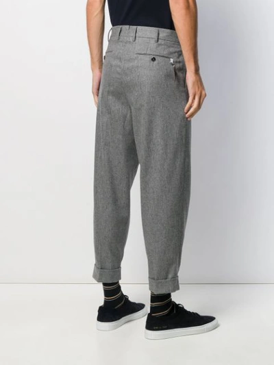 Shop Pt01 Feather Detail Tailored Trousers In Grey