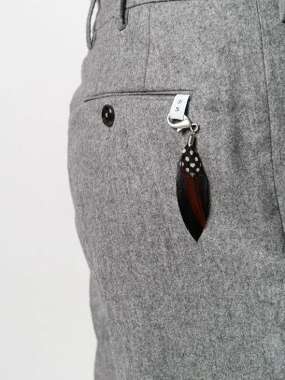 Shop Pt01 Feather Detail Tailored Trousers In Grey