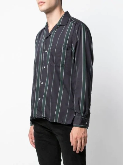 Shop Gitman Vintage Striped Open-collar Shirt In Green
