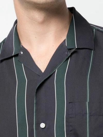 Shop Gitman Vintage Striped Open-collar Shirt In Green