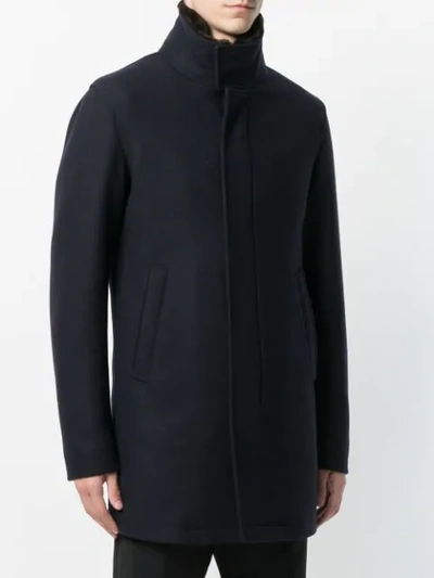 Shop Herno Fur Lined Coat - Blue