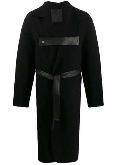 Shop 10sei0otto Front Strap Midi Coat In Black