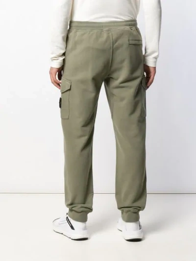 Shop Stone Island Cargo Pocket Track Trousers In Green