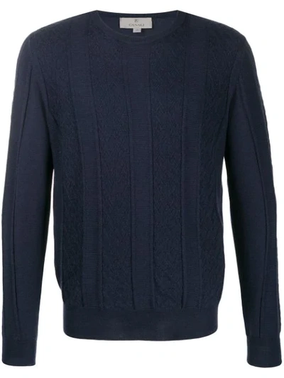 Shop Canali Cable Knit Jumper In Blue