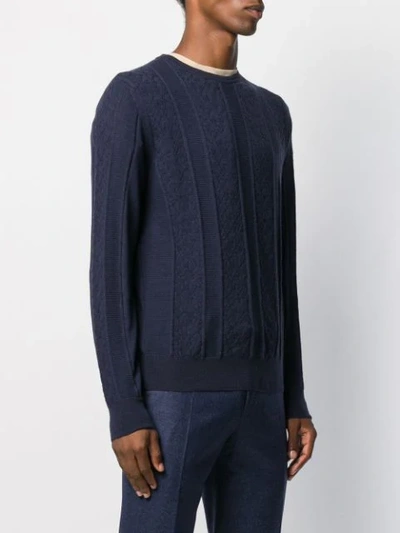 Shop Canali Cable Knit Jumper In Blue