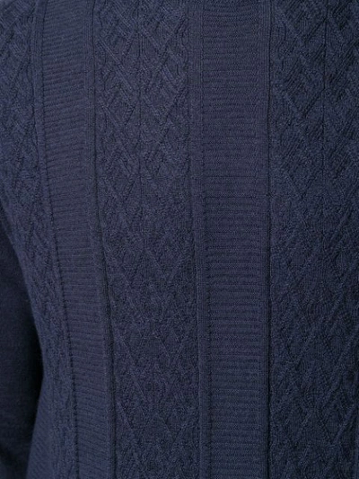 Shop Canali Cable Knit Jumper In Blue