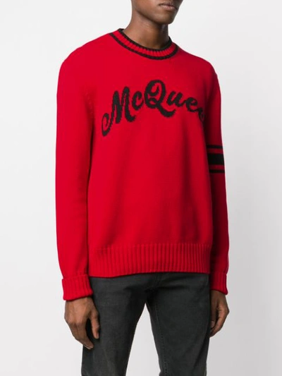 Shop Alexander Mcqueen Intarsia Logo Jumper In Red