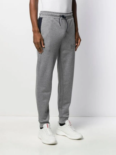 Shop Hugo Boss Logo Stripe Panel Track Pants In Grey