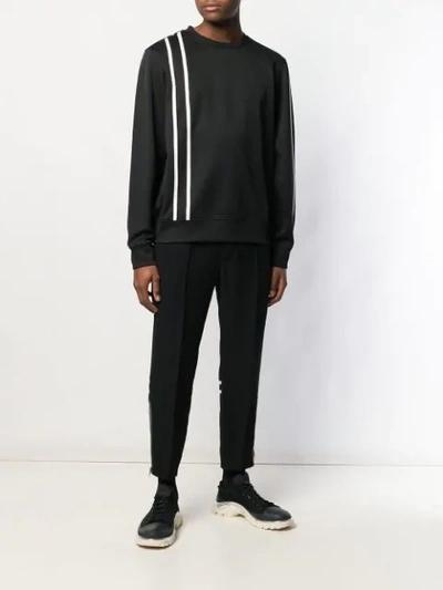 Shop Helmut Lang Striped Print Sweatshirt - Black