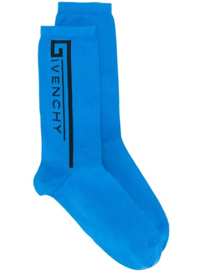 Shop Givenchy Logo Printed Socks - Blue