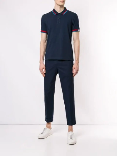 Shop Ck Calvin Klein Stripe Detail Polo Shirt In Blue