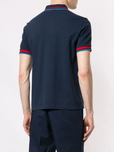 Shop Ck Calvin Klein Stripe Detail Polo Shirt In Blue