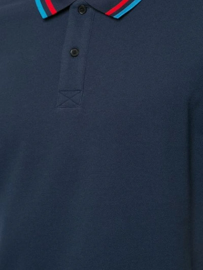 CK CALVIN KLEIN 条纹细节POLO衫 - 蓝色
