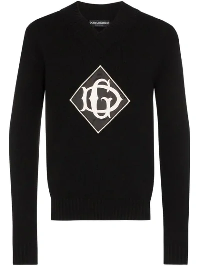 Shop Dolce & Gabbana Logo Patch Jumper In Black