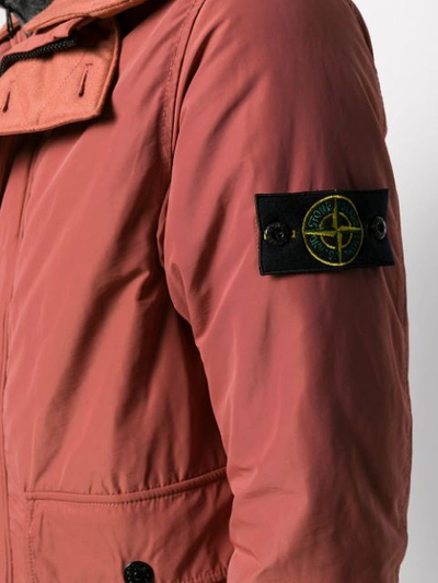 Shop Stone Island Concealed Button Jacket In Brown