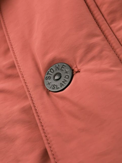 Shop Stone Island Concealed Button Jacket In Brown