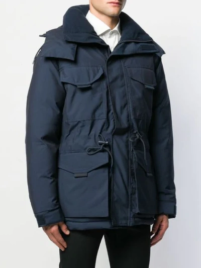 Shop Sandro Polar Hooded Parka Coat In Blue